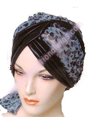 Black Organza Glitter Turban