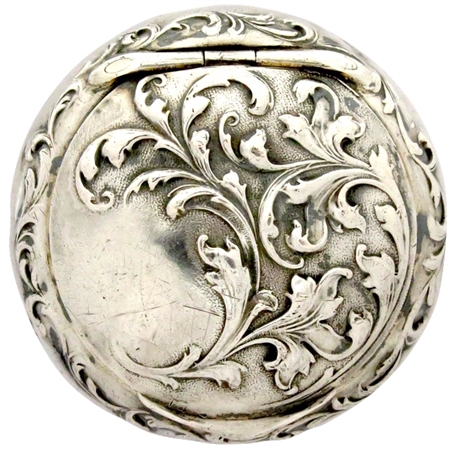 Sterling Silver Art Nouveau Style Patch Box with Embossed Floral Vines