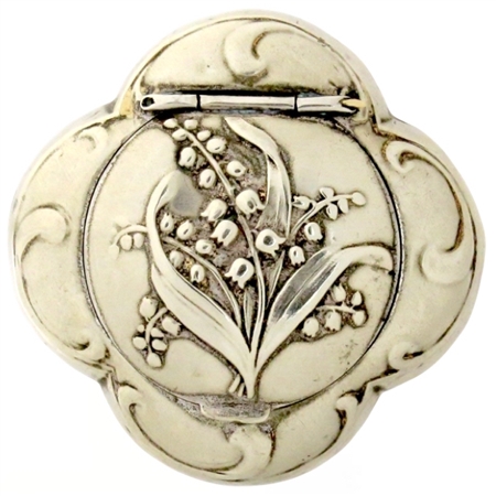 Art Nouveau Quatrefoil French Patch Box with Stunning Embossed Flower