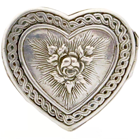 Heart-Shaped Sterling Silver Antique Patch Box
