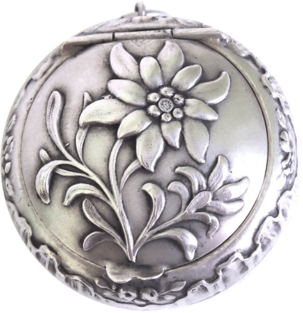 Sterling Silver Antique Patch Box with Exquisite Flower and Baby Rose Sprays - SOLD