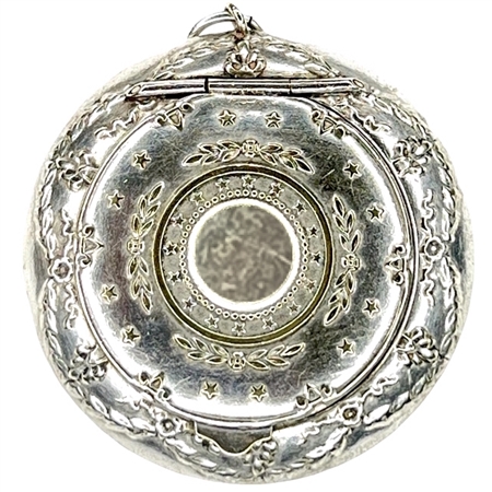 Galaxy of Embossed Stars Decorate an Antique Silver-plated Patch Box