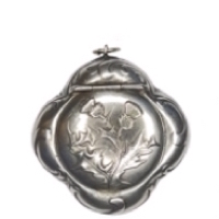 Art Nouveau Quatrefoil French Patch Box with Stunning Embossed Flower