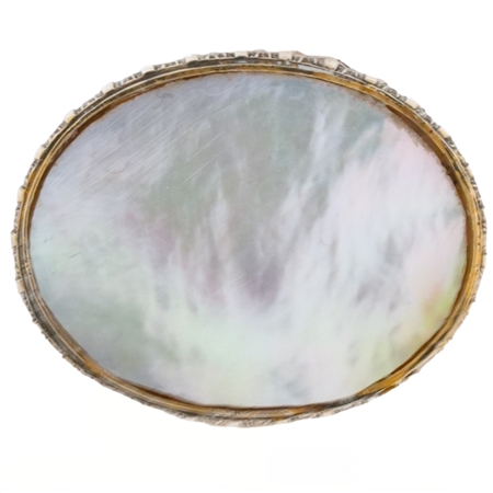 Mother-of-pearl sterling snuff box