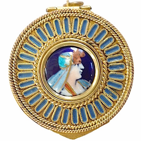 Round Limoges Enamel Portrait Compact