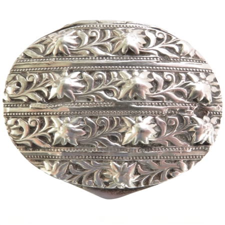 Antique Austrian Solid Silver Box with Deep Sculpted RepoussÃ© Floral Motif