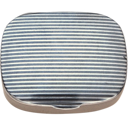 Antique Solid Silver Patch Box with Striking Niello Stripes