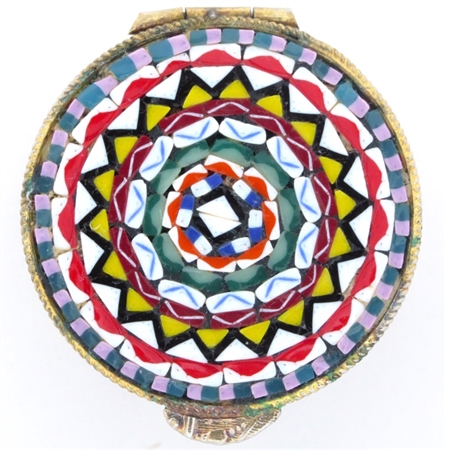 Antique Venetian Millefiori Micro Mosaic Snuff Box Beautifully Detailed in Vivid Colors