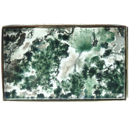 Stunning Engraved Brass Moss Agate Box