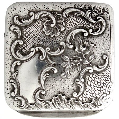 Antique Solid Silver Patch Box with Deep Scalloped RepoussÃ© Motif