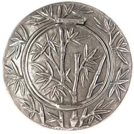 Antique Silver Patch Box with Lush RepoussÃ© Jungle and Animals