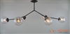 <B>Black Matter 2<B> Branching Chandelier Steel Fixture with Flat Black Finish and Vintage Crackle Glass Globes