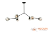 <B>Black Matter 7<B> Branching Chandelier Steel Fixture with Oil Rubbed Bronze Finish and Vintage Crackle Glass Globes