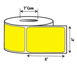 Yellow Zebra 4" x 6" Direct Thermal Labels - 1" Cores