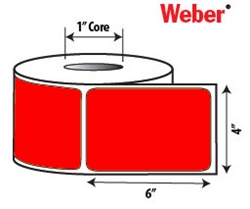 Red Zebra 4" x 6" Direct Thermal Labels - 1" Cores