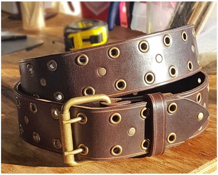 Brown Leather Rivet & Grommet Belt