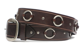 1.5" Brown Leather Ring Belt