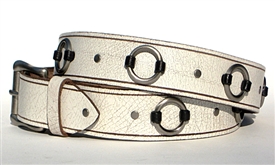 Ring Belt 1.5" - Crackle White Leather