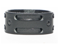 1 1/4" Double Weave Black Leather Cuff-Black on Black