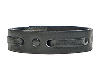 3/4" Single Weave Black Leather Cuff Bracelet