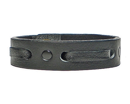 3/4" Single Weave Black Leather Cuff Bracelet