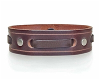 3/4" Single Weave Brown Leather Cuff Bracelet