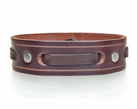 3/4" Single Weave Brown Leather Cuff Bracelet