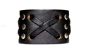 1 3/4" Black Leather "X" Weave Cuff