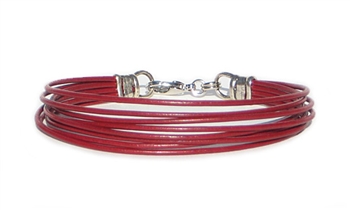 8 Strand Red Leather Cord Bracelet