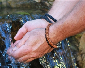 Natural Tan Braided Leather Rope Bracelet