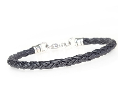 Skinny Braided BLACK Leather Bracelet