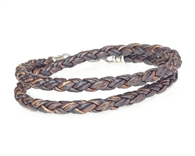 Skinny BROWN DOUBLE Wrap Braided Leather Bracelet