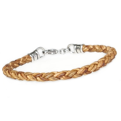 Skinny NATURAL TAN Braided Leather Bracelet