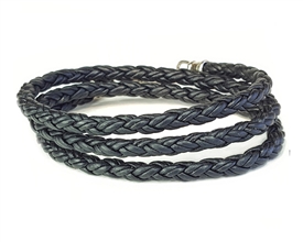 Skinny BLACK TRIPLE Wrap Braided Leather Bracelet