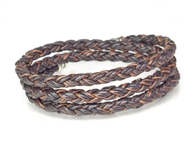 Skinny BROWN TRIPLE WRAP Braided Leather Bracelet