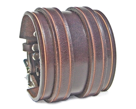 2 1/4" BROWN Leather Wristband