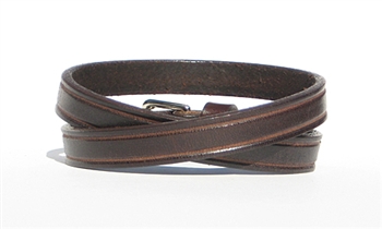 1/2" BLACK Leather DOUBLE WRAP Bracelet