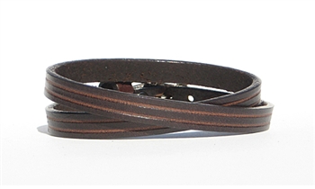 3/8" Skinny BROWN Leather DOUBLE WRAP Bracelet