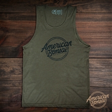 American Bonsai Black Logo Tank - Military Green