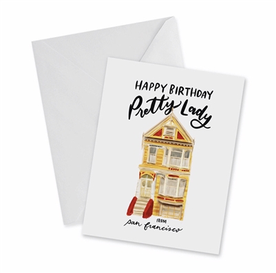 Happy Birthday Pretty Lady Greeting Card