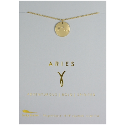 Lucky Feather Aries Zodiac Necklace