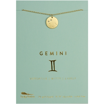 Lucky Feather Gemini Zodiac Necklace