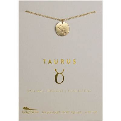 Lucky Feather Taurus Zodiac Necklace