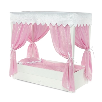 18-inch Doll Furniture - Princess Canopy Bed with Drawer - fits American Girl ® Dolls