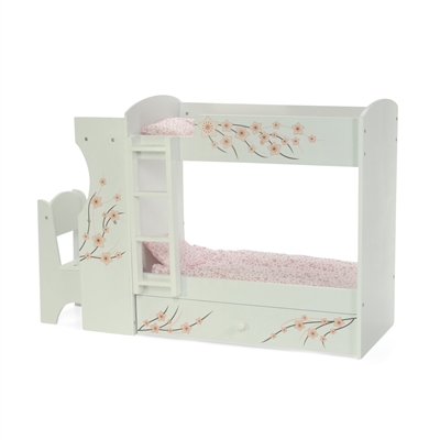18-Inch Doll Furniture - Bunk Bed with Built-in Desk and Chair - fits American Girl ® Dolls