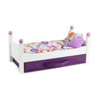 18-Inch Doll Furniture - White Stackable Single Bed with Bedding - fits American Girl ® Dolls