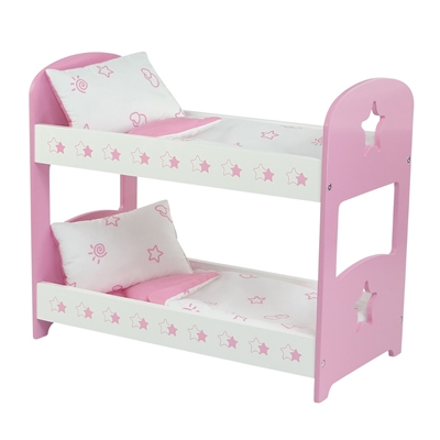 18-inch Doll Furniture - Star Themed, Pink Bunk Bed with Bedding - fits American Girl ® Dolls