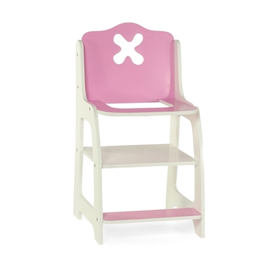 18-inch Doll Furniture - Flower Themed, Pink and White High Chair - fits American Girl ® Dolls