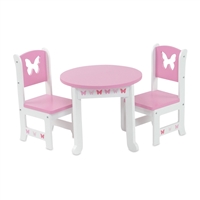 18-inch Doll Furniture - Butterfly Collection Table and 2 Chair Dining Set - fits American Girl ® Dolls