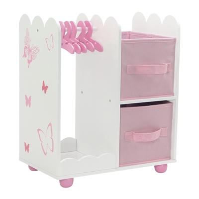 18-inch Doll Furniture - Butterfly Collection Open Wardrobe (includes 5 Clothes Hangers) - fits American Girl ® Dolls